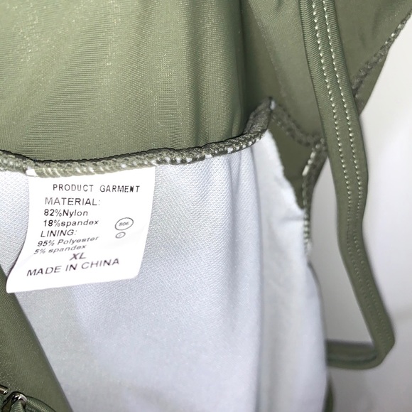 NEW SOVIYONTER Olive Ruffle High Waisted Swimsuit Bikini Set Bathing XL - Picture 5 of 9